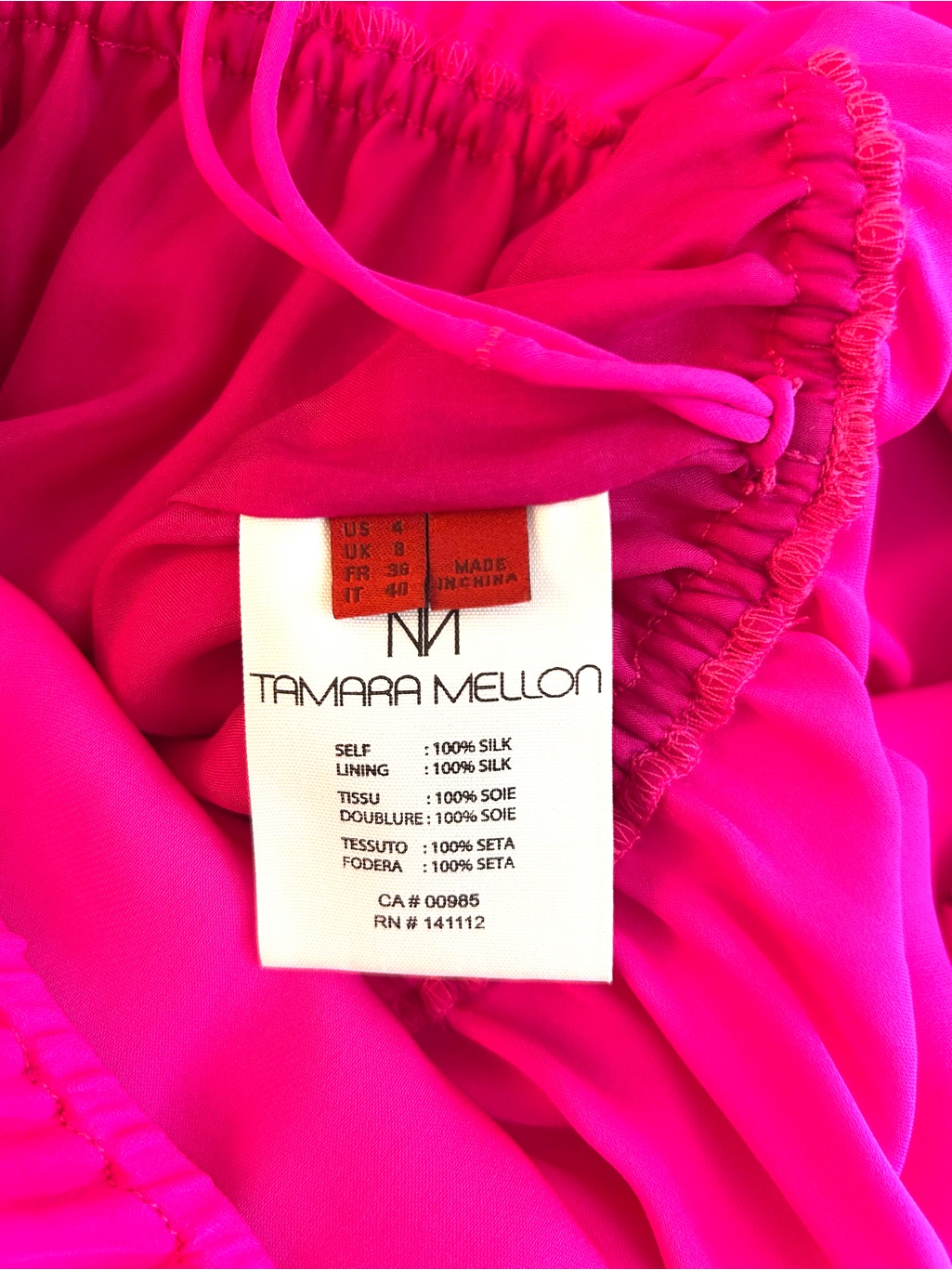 Tamara Mellon Hot Pink Silk One Shoulder Peplum Jumpsuit Size 4 Nwt — image 7 of 8